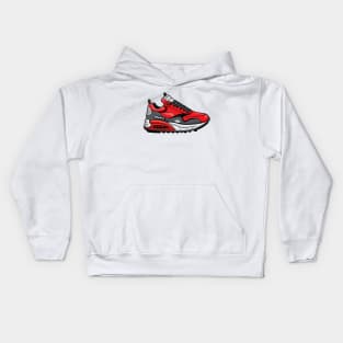 Make a Sustainable Statement with Greenbubble's Cartoon High Sneaker Design in red Kids Hoodie